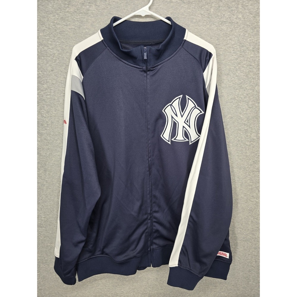 Stitches New York Yankees Jacket XL Blue Warm Up Track Throwback Full Zip